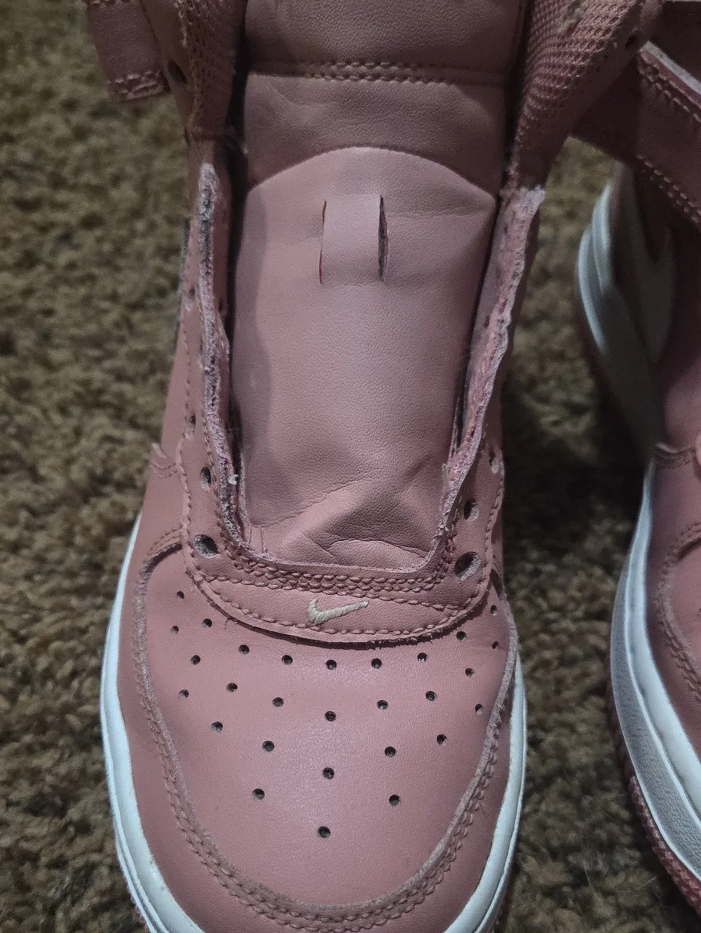 Nike Kids Pink and White Air Force 1 High-Top Sneakers